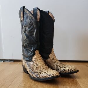 Mexican Snakeskin Cowboy Boots in Black and Natural